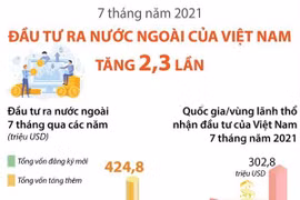 7 tháng năm 2021, đầu tư ra nước ngoài của Việt Nam tăng 2,3 lần
