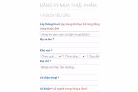 Ứng dụng quản lý, đăng ký thực phẩm thông qua tổ trưởng dân phố. (Ảnh chụp màn hình)