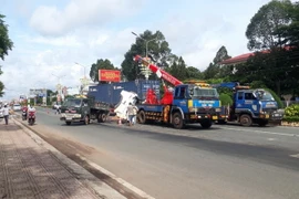 Hiện trường vụ tai nạn. (Ảnh: K GỬIH/TTXVN)