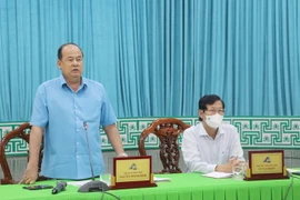 Chủ tịch UBND tỉnh An Giang Nguyễn Thanh Bình phát biểu tại Hội nghị. (Ảnh: Công Mạo/TTXVN)