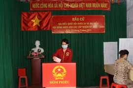 Cử tri xã Vĩnh Thuận Tây, huyện Vị Thủy, tỉnh Hậu Giang bỏ phiếu bầu cử. (Ảnh: Hồng Thái/TTXVN)
