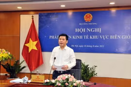 Bộ trưởng Bộ Công Thương Nguyễn Hồng Diên chủ trì hội nghị tại điểm cầu Hà Nội. (Ảnh: Trần Việt/TTXVN)