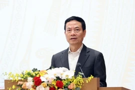 Bộ trưởng Bộ Thông tin và Truyền thông Nguyễn Mạnh Hùng. (Ảnh: Thống Nhất/TTXVN)