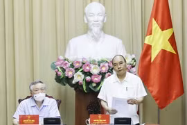 Chủ tịch nước Nguyễn Xuân Phúc phát biểu. (Ảnh: Thống Nhất/TTXVN)