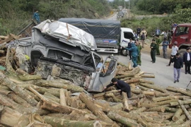 Hiện trường vụ tai nạn. (Ảnh: Hoa Mai/TTXVN)