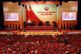 Đại hội nghe ông Nguyễn Phú Trọng, Tổng Bí thư BCHTW khóa XIII, Chủ tịch nước CHXHCN Việt Nam đọc Diễn văn bế mạc Đại hội. (Ảnh: TTXVN)