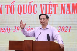 Thủ tướng Phạm Minh Chính phát biểu chỉ đạo hội nghị. (Ảnh: Dương Giang/TTXVN)