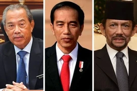 Thủ tướng Malaysia Muhyiddin Yassin, Tổng thống Indonesia Joko Widodo và Quốc vương Brunei Sultan Haji Hassanal Bolkiah Mu’izzaddin Waddaula. (Nguồn: freemalaysiatoday)