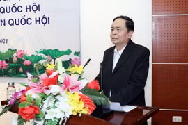 Ông Trần Thanh Mẫn, Ủy viên Bộ Chính trị, Phó Chủ tịch Thường trực Quốc hội, Phó Chủ tịch Hội đồng Bầu cử Quốc gia phát biểu. (Ảnh: Phạm Kiên/TTXVN)