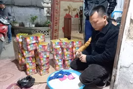 Tang vật ma túy và pháo thu giữ được của đối tượng. (Ảnh: TTXVN phát)