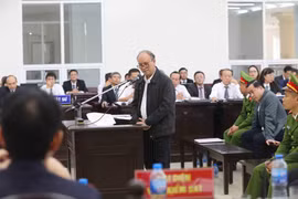 Bị cáo Trần Văn Minh (nguyên Chủ tịch Ủy ban Nhân dân thành phố Đà Nẵng, giai đoạn từ năm 2006-2011) tự bào chữa trước Hội đồng xét xử. (Ảnh: Doãn Tấn/TTXVN)