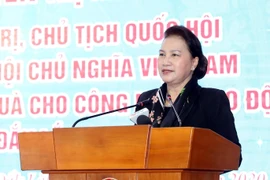 Chủ tịch Quốc hội Nguyễn Thị Kim Ngân phát biểu. (Ảnh: Trọng Đức/TTXVN)