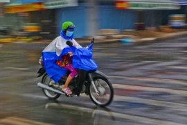 Mưa lớn tại thành phố Vị Thanh, Hậu Giang chiều 13/4/2020. (Ảnh: Duy Khương/TTXVN)