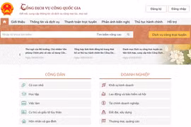 Giao diện trang web Cổng dịch vụ công Quốc gia.