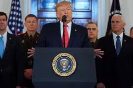 Tổng thống Mỹ Donald Trump phát biểu tại Nhà Trắng, ngày 8/1. (Nguồn: AP)
