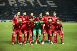 Đội hình ra sân của U23 Việt Nam trong trận đấu với U23 Jordan. (Ảnh: Hoàng Linh/TTXVN)