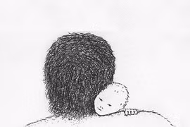 Minh họa một người Neanderthal đang bế một đứa trẻ. (Nguồn: Live Science)