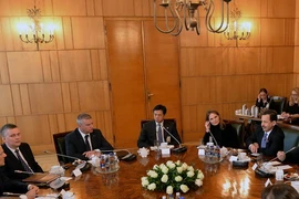 Phó Tổng thống Joe Biden trong chuyến công du châu Âu để thảo luận với các đồng minh trong khu vực về tình hình Ukraine, ngày 18/3. (Ảnh: AFP/TTXVN)