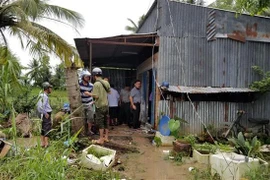 Căn nhà của gia đình ông Phạm Hoàng Kiếm, nơi xảy ra vụ chống người thi hành công vụ. (Ảnh: Huỳnh Thế Anh/TTXVN)