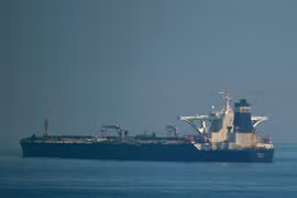 Tàu Grace 1 tại khu vực ngoài khơi Gibraltar ngày 15/8/2019. (Ảnh: AFP/TTXVN)