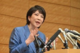 Hạ nghị sỹ Sanae Takaichi phát biểu trong một cuộc họp báo ở thủ đô Tokyo, Nhật Bản. (Ảnh: AFP/TTXVN)