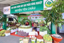 Gian trưng bày sản phẩm OCOP của Sơn La tại Festival trái cây và sản phẩm OCOP năm 2022. (Ảnh: Quang Quyết-TTXVN)