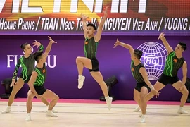 Đội aerobic Việt Nam đã giành Huy chương Vàng lịch sử ở bài biểu diễn nhóm 5 người. (Nguồn: dangcongsan.vn)