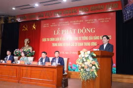 Ông Nguyễn Văn Thể, Uỷ viên Trung ương Đảng, Bí thư Đảng ủy Khối các cơ quan Trung ương phát biểu tại Lễ phát động cuộc thi. (Ảnh: Phương Hoa/TTXVN)