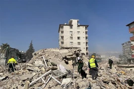 Địa điểm lực lượng cứu hộ, cứu nạn Quân đội nhân dân Việt Nam triển khai hoạt động tìm kiếm nạn nhân ở tỉnh Hatay, Thổ Nhĩ Kỳ. (Ảnh: Hải Linh/TTXVN)