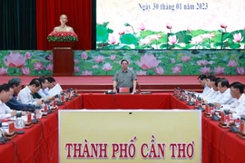 Thủ tướng Phạm Minh Chính chủ trì cuộc họp. (Ảnh: Dương Giang/TTXVN)