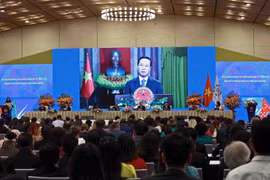 Phát biểu ghi hình của Chủ tịch nước Võ Văn Thưởng chào mừng Hội nghị Nghị sỹ Trẻ Toàn cầu lần thứ 9. (Ảnh: TTXVN)