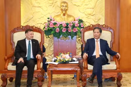 Trưởng Ban Kinh tế Trung ương Trần Tuấn Anh tiếp Đại sứ Australia tại Việt Nam Andrew Goledzinowski. (Ảnh: Phương Hoa/TTXVN)