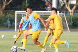 Một buổi tập của Đội tuyển Olympic Việt Nam. (Ảnh: TTXVN phát)