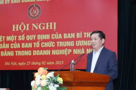 Ông Nguyễn Long Hải, Ủy viên Dự khuyết Trung ương Đảng, Bí thư Đảng ủy Khối Doanh nghiệp Trung ương phát biểu tại hội nghị. (Ảnh: Phương Hoa/TTXVN)