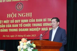 Ông Nguyễn Long Hải, Ủy viên Dự khuyết Trung ương Đảng, Bí thư Đảng ủy Khối Doanh nghiệp Trung ương phát biểu tại hội nghị. (Ảnh: Phương Hoa/TTXVN)