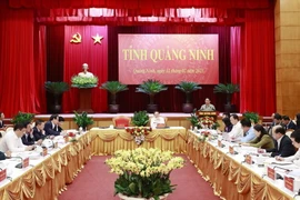 Thủ tướng Phạm Minh Chính kết luận buổi làm việc với lãnh đạo chủ chốt tỉnh Quảng Ninh. (Ảnh: Dương Giang/TTXVN)