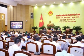 Một phiên họp của Hội đồng Nhân dân thành phố Hà Nội. (Ảnh: Văn Điệp/TTXVN)