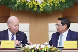 Thủ tướng Phạm Minh Chính và Tổng thống Joe Biden tại Hội nghị Cấp cao Việt Nam-Hoa Kỳ về Đổi mới Sáng tạo và Đầu tư. (Ảnh: Dương Giang/TTXVN)