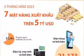 Bảy mặt hàng xuất khẩu đạt kim ngạch trên 5 tỷ USD.