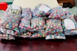 Tang vật một vụ vận chuyển pháo nổ bị lực lượng công an thu giữ. (Ảnh: TTXVN phát)