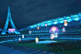 Quang cảnh Sân vận động Quốc gia Morodok Techo (Phnom Penh, Campuchia) trước lễ bế mạc ASEAN Para Games 12. (Ảnh: Huỳnh Thảo/TTXVN)