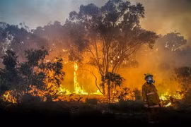 Nhân viên cứu hỏa khống chế các đám cháy tại Tây Australia. (Ảnh: AFP/TTXVN)