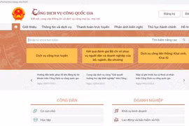 Giao diện Cổng Dịch vụ công Quốc gia.