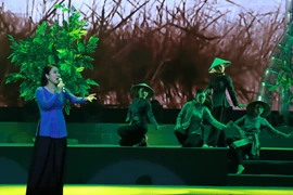 Một tiết mục đặc sắc tại chương trình. (Ảnh: Thu Hương/TTXVN)