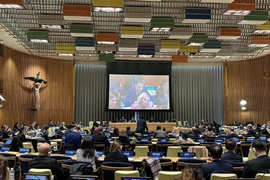 Đại sứ Đặng Hoàng Giang, Trưởng Phái đoàn Thường trực Việt Nam tại Liên hợp quốc, tham dự phiên thảo luận. (Ảnh: TTXVN phát)