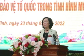 Trưởng Ban Tổ chức Trung ương Trương Thị Mai phát biểu tại Hội nghị. (Ảnh: Thái Hùng/TTXVN)