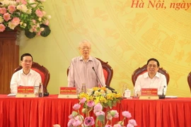 Tổng Bí thư Nguyễn Phú Trọng phát biểu chỉ đạo hội nghị. (Ảnh: Trí Dũng/TTXVN)