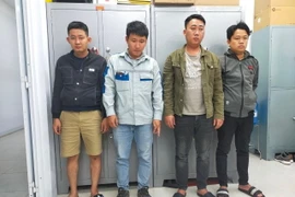 Từ trái qua phải: Các đối tượng Đặng Diệu Ngọc Minh, Nguyễn Minh Tây, Phạm Quốc Hùng và Nguyễn Thanh Khiết. (Nguồn: Báo Quảng Ngãi)