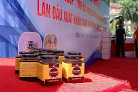 Sản phẩm OCOP trà chanh đào mật ong được xuất khẩu sang thị trường Anh. (Ảnh: Thanh Hải/TTXVN)