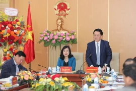 Bí thư Trung ương Đảng, Trưởng Ban Tuyên giáo Trung ương Nguyễn Trọng Nghĩa phát biểu. (Ảnh: Thanh Tùng/TTXVN)